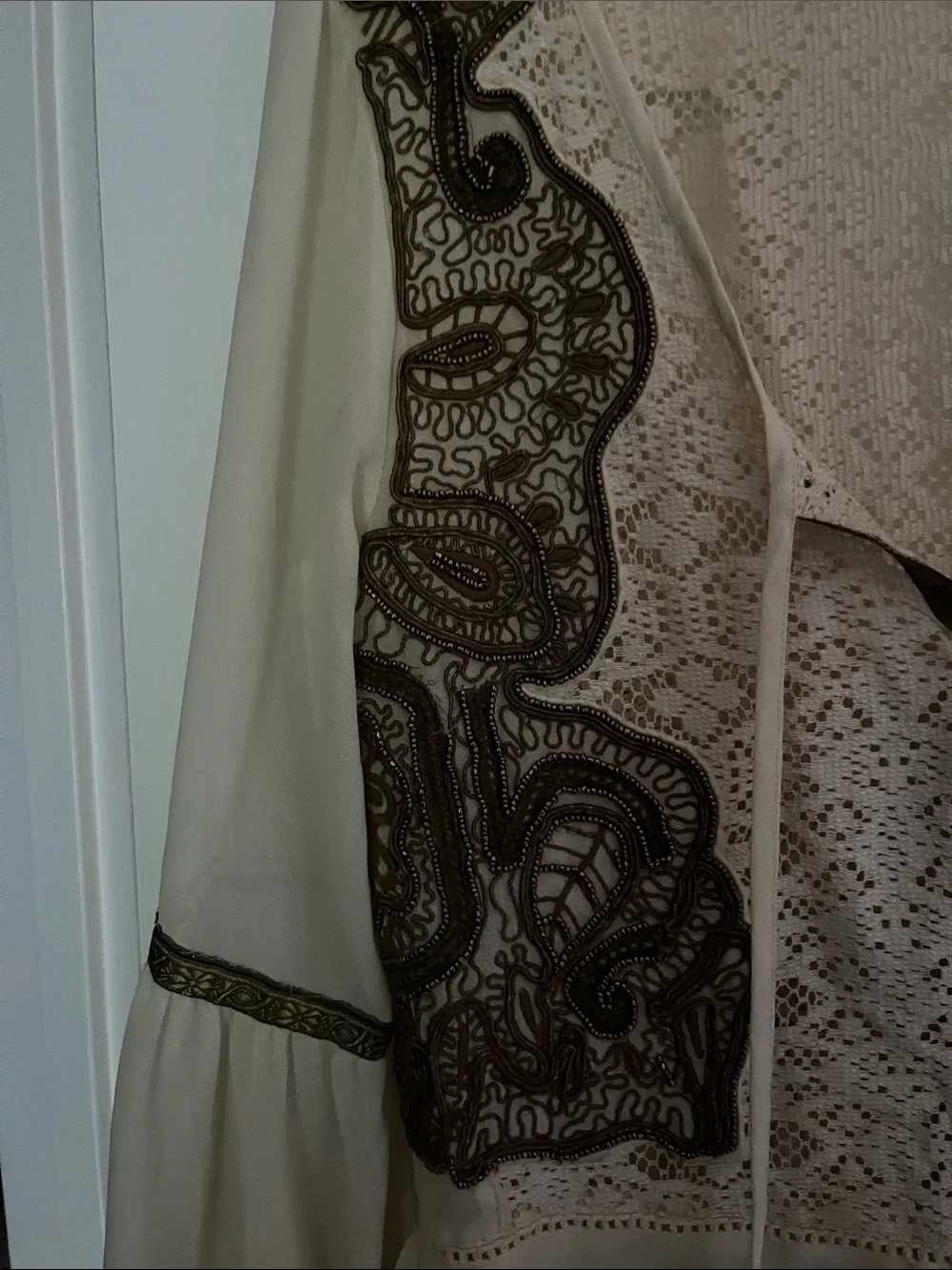 Free People Lace Sequin Trim Bell Sleeve Dress